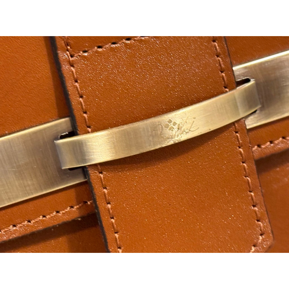 Patricia Nash Larone North South Crossbody Bag Cognac Brown Leather Gold Bar​ - Picture 11 of 11